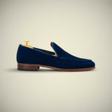 Men’s Blue Suede Slip-On Casual Dress Shoes