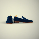 Men’s Blue Suede Slip-On Casual Dress Shoes
