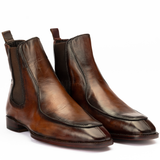 Men’s Hand-Painted Brown Leather Chelsea Dress Boots
