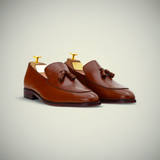 Men’s Brown Leather Tassel Loafer Dress Shoes