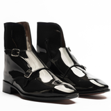 Men’s Black Leather Double Monk Strap Dress Boots
