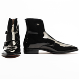 Men’s Black Leather Double Monk Strap Dress Boots