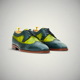Men’s Green Dual-Tone Patina Leather Oxford Dress Shoes