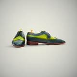 Men’s Green Dual-Tone Patina Leather Oxford Dress Shoes