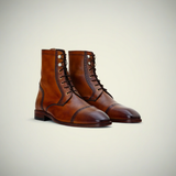 Men’s Brown Leather Cap Toe Lace-Up Dress Boots