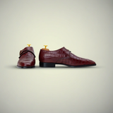 Men’s Brown Alligator-Texture Leather Monk Strap Dress Shoes