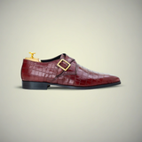 Men’s Brown Alligator-Texture Leather Monk Strap Dress Shoes