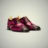 Men’s Pink Patina Leather Wingtip Brogue Oxford Shoes