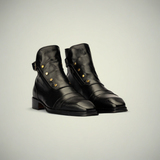 Men’s Black Patina Leather Military-Style Lace-Up Boots