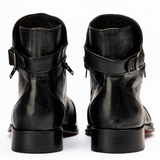 Men’s Black Patina Leather Military-Style Lace-Up Boots