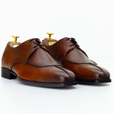 Men’s Black Leather Split-Toe Derby Dress Shoes