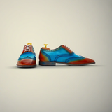 Men’s Hand-Painted Brown Leather Oxford Dress Shoes