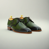 Men’s Green Double-Dye Patina Leather Oxford Shoes