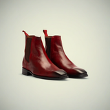 Men’s Sleek Burgundy Leather Chelsea Boots