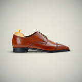 Men’s Brown Leather Cap Toe Derby Dress Shoes
