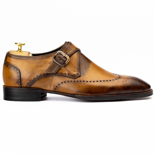 The Riordan | Camel Wingip Monk Strap