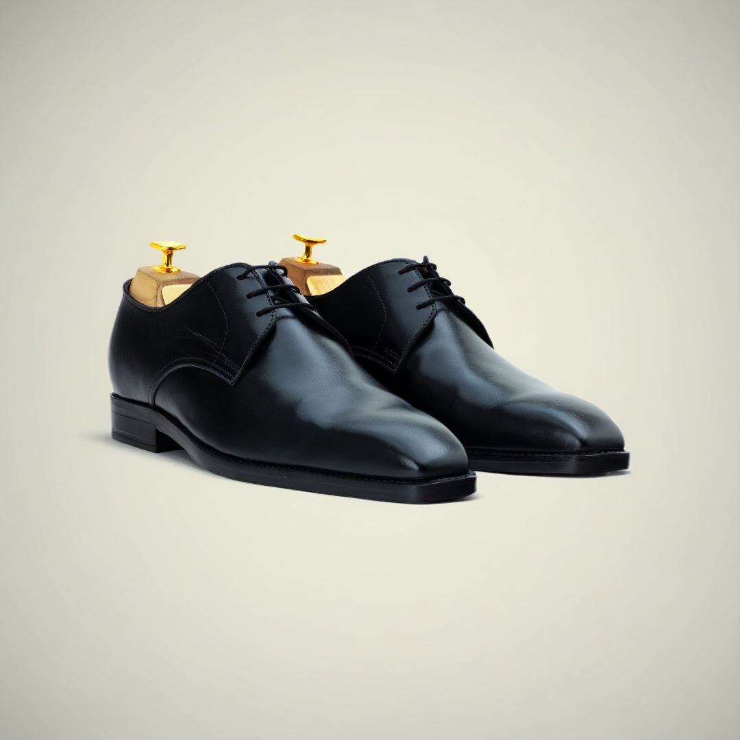 Men’s Black Full-Grain Leather Derby Dress Shoes
