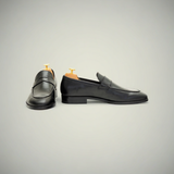 Men’s Black Leather Penny Loafer Dress Shoes