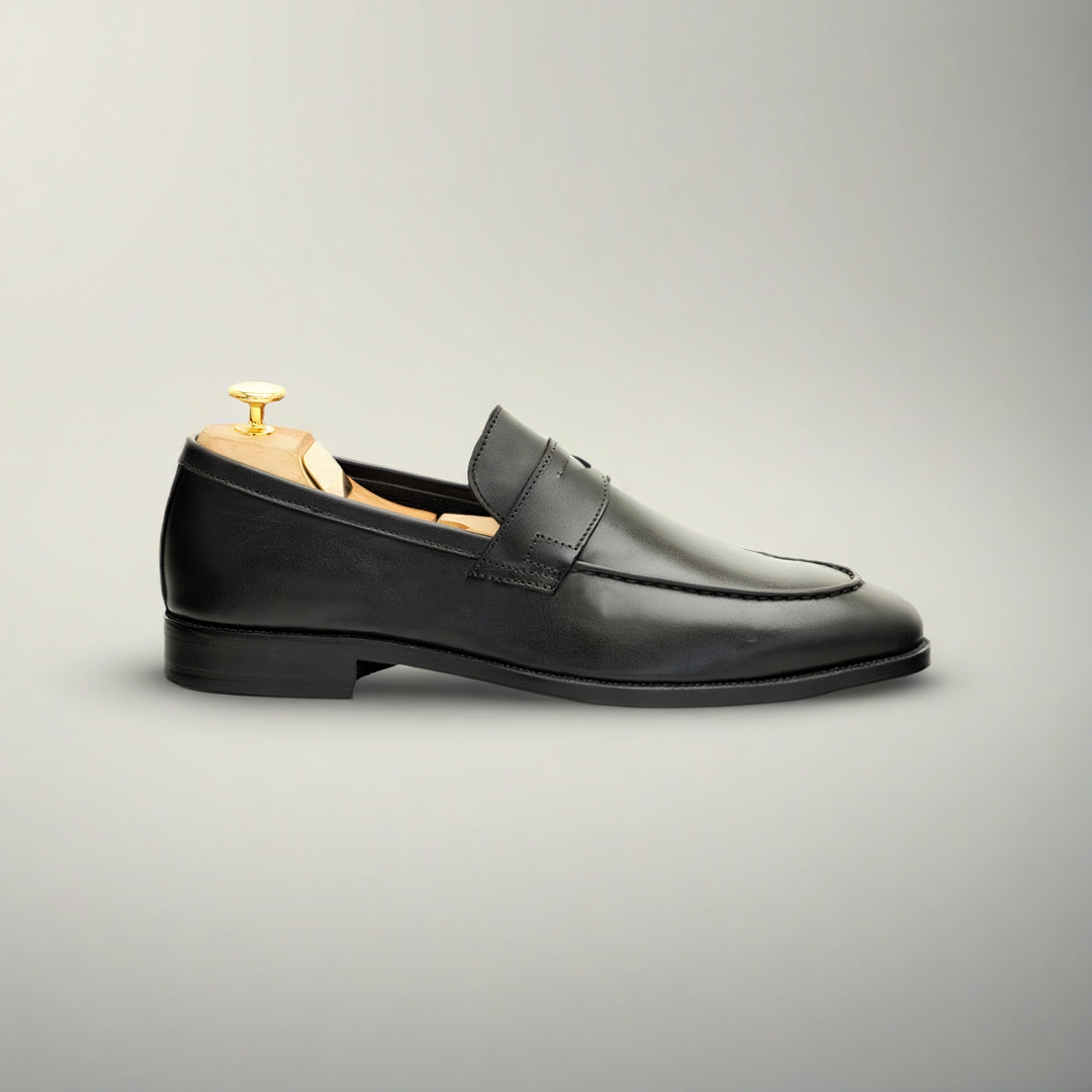 Men’s Black Leather Penny Loafer Dress Shoes