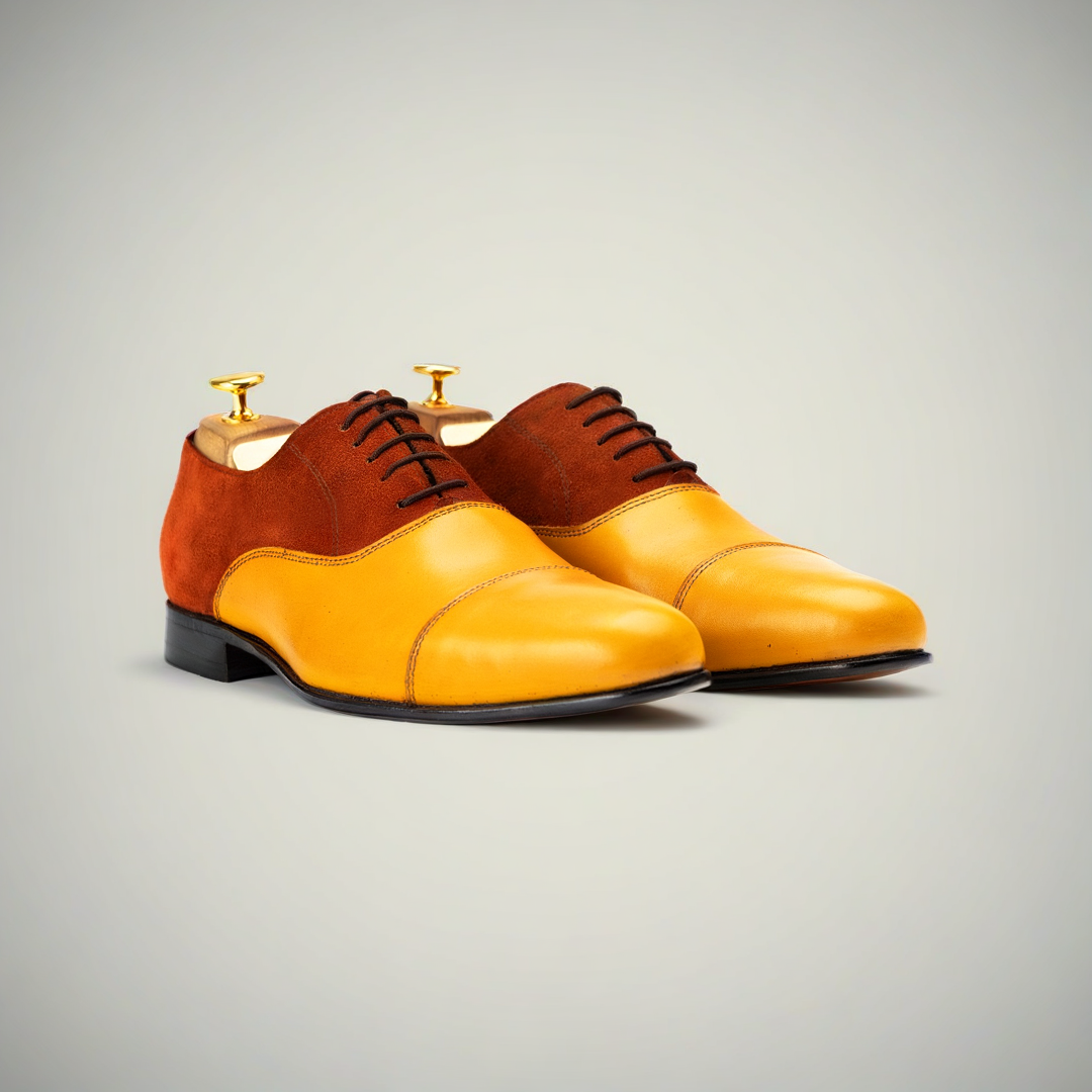 Men’s Black Leather Cap Toe Oxford Dress Shoes