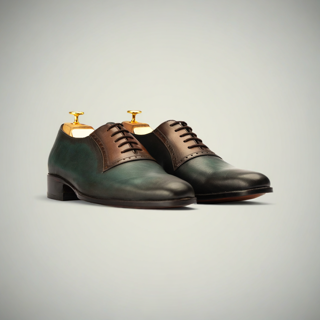 Men’s Green Patina Leather Oxford Dress Shoes