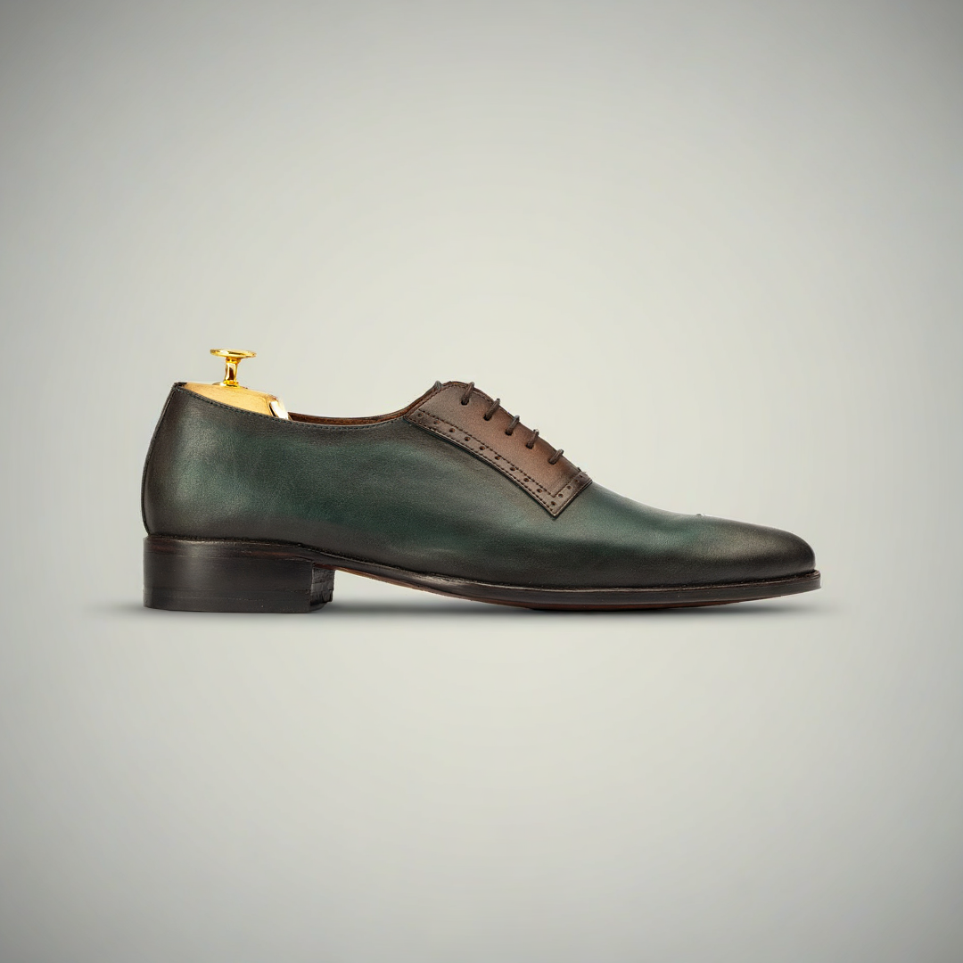 Men’s Green Patina Leather Oxford Dress Shoes