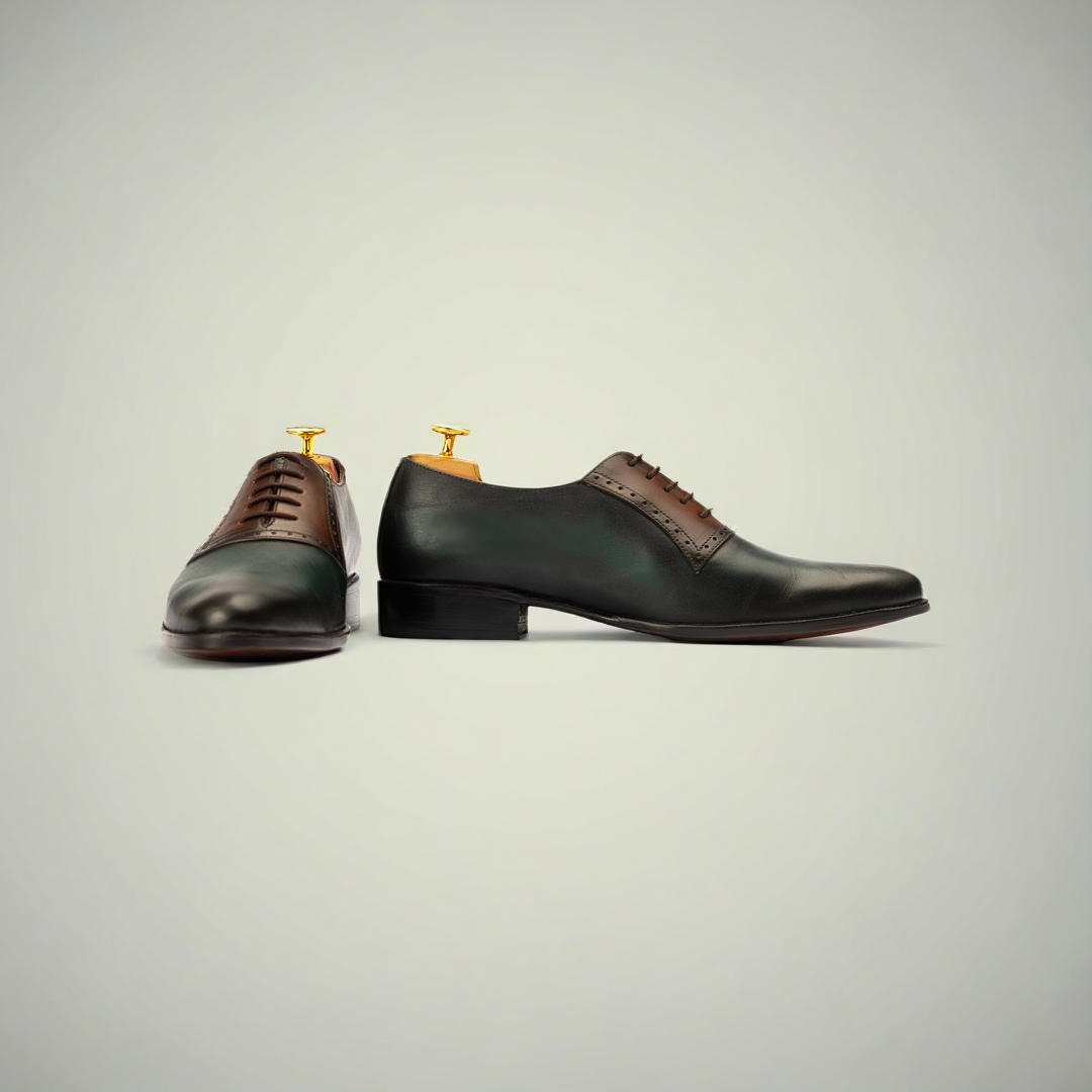 Men’s Green Patina Leather Oxford Dress Shoes
