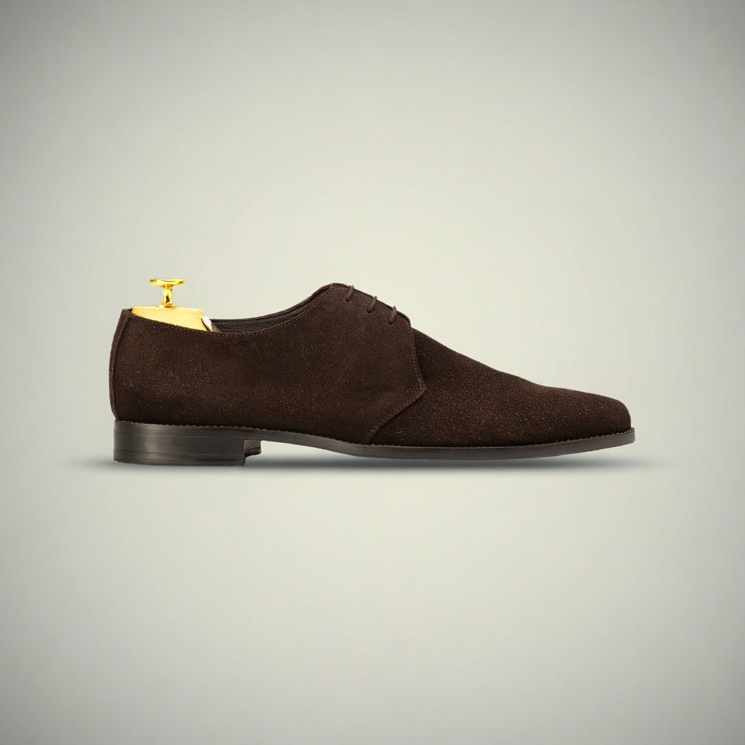Men’s Brown Suede Derby Formal Lace-Up Shoes