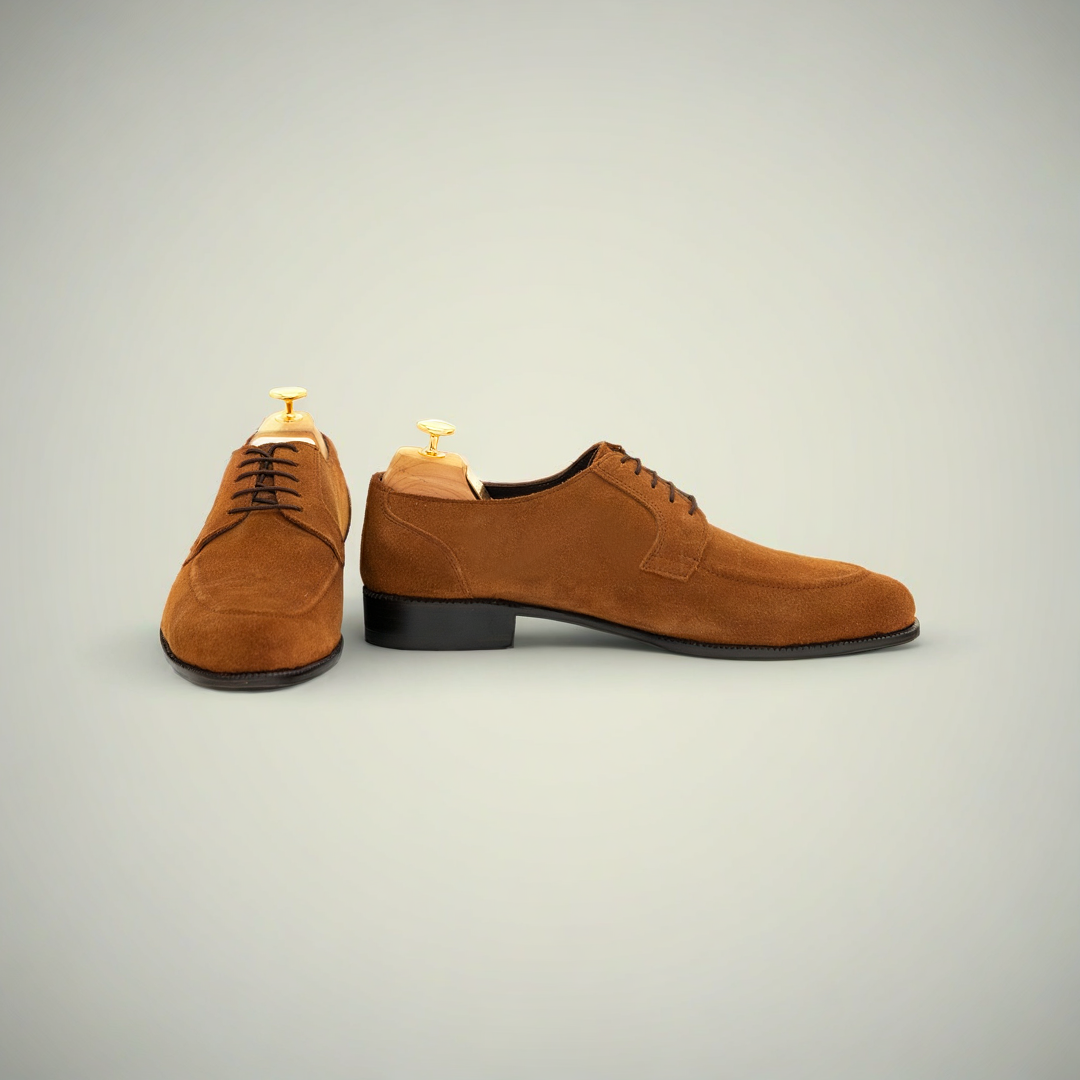 Men’s Brown Suede Semi-Brogue Oxford Dress Shoes