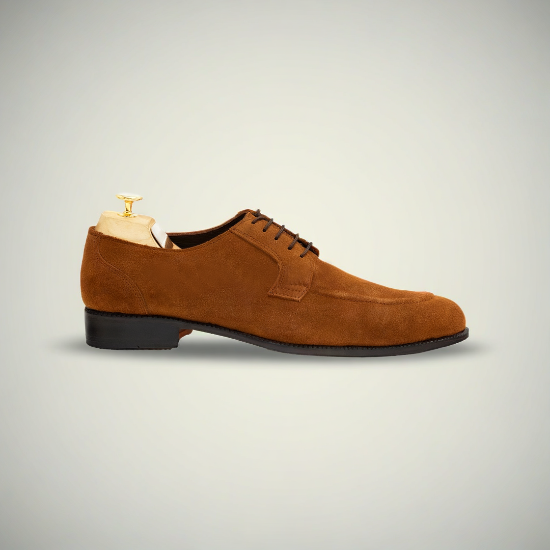 Men’s Brown Suede Semi-Brogue Oxford Dress Shoes