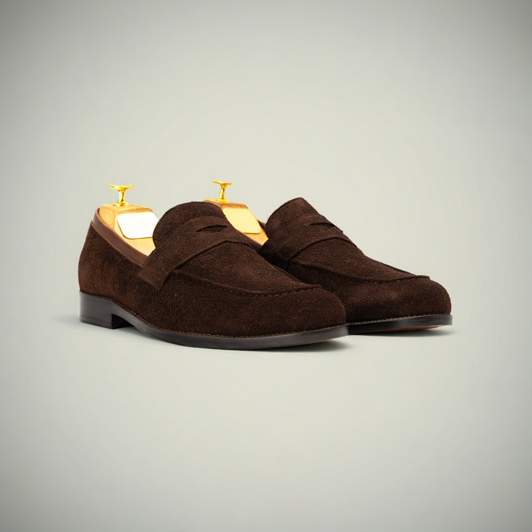 Men’s Brown Suede Slip-On Loafer Dress Shoes