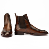 Men’s Hand-Painted Brown Leather Chelsea Dress Boots
