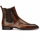 Men’s Hand-Painted Brown Leather Chelsea Dress Boots
