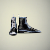 Men’s Grey Burnished Hand-Painted Leather Oxford Shoes