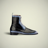 Men’s Grey Burnished Hand-Painted Leather Oxford Shoes