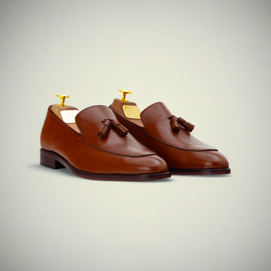 Men’s Brown Leather Tassel Loafer Dress Shoes