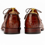 Men’s Brown Crocodile-Embossed Calfskin Leather Dress Shoes