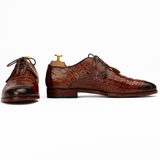 Men’s Brown Crocodile-Embossed Calfskin Leather Dress Shoes
