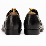 Men’s Tan Ostrich-Texture Leather Cap Toe Oxford Shoes