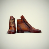 Men’s Black Leather Lace-Up Ankle Dress Boots