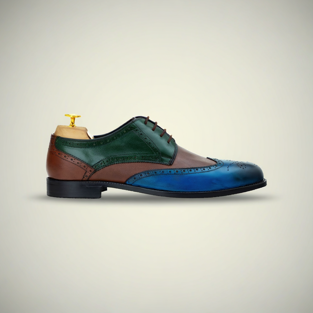 Men’s Multi-Color Leather Wingtip Brogue Oxford Shoes