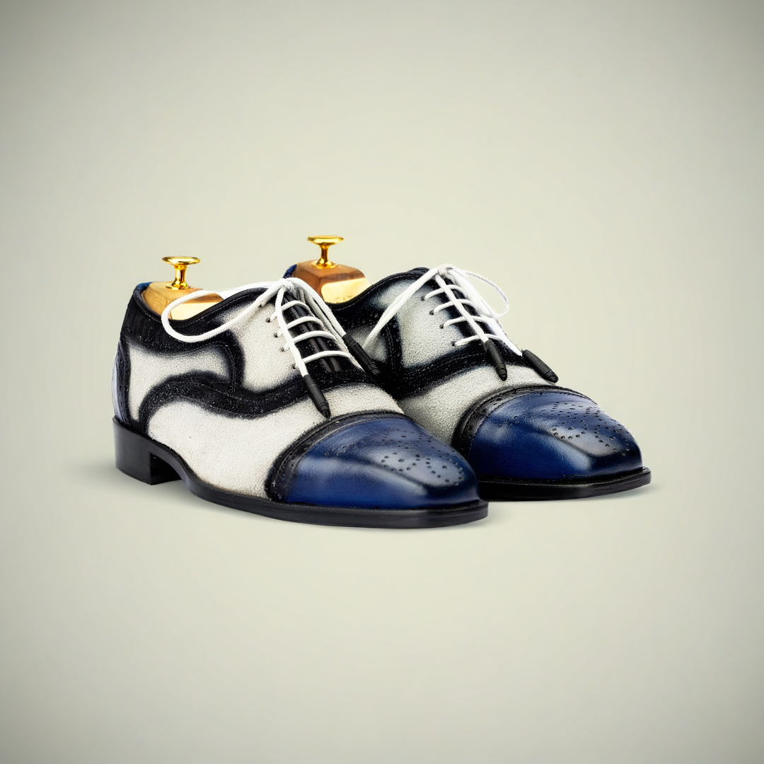 Men’s Hand-Painted Leather Wingtip Brogue Oxford Shoes