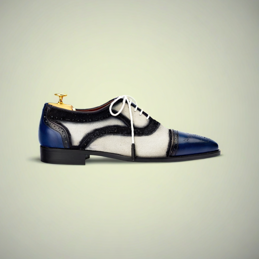 Men’s Hand-Painted Leather Wingtip Brogue Oxford Shoes