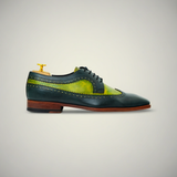 Men’s Green Dual-Tone Patina Leather Oxford Dress Shoes
