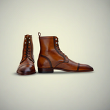 Men’s Brown Leather Cap Toe Lace-Up Dress Boots