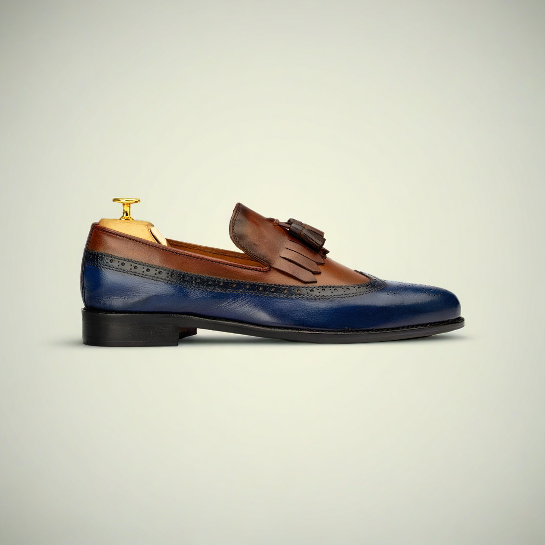 Men’s Two-Tone Leather Wingtip Brogue Loafer Shoes