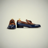 Men’s Two-Tone Leather Wingtip Brogue Loafer Shoes