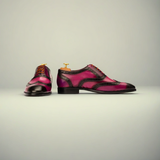 Men’s Pink Patina Leather Wingtip Brogue Oxford Shoes
