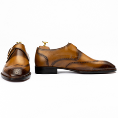 The Riordan | Camel Wingip Monk Strap
