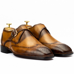 The Riordan | Camel Wingip Monk Strap